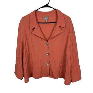 Niche Nilgun Derman Blouse 3/4 Sleeve Button-Up Collar Cropped SZ LG